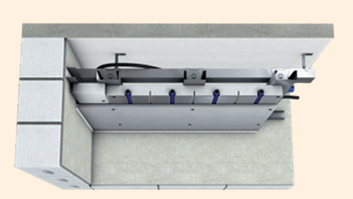 Cross-section of a ceiling heating and cooling system installed using a drywall metal profile